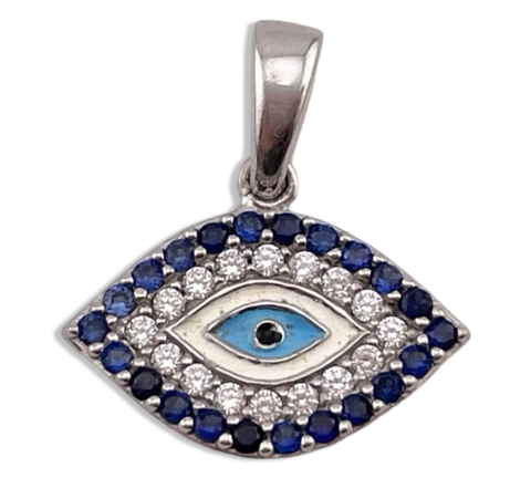 sterling silver eye CZ resin pendant