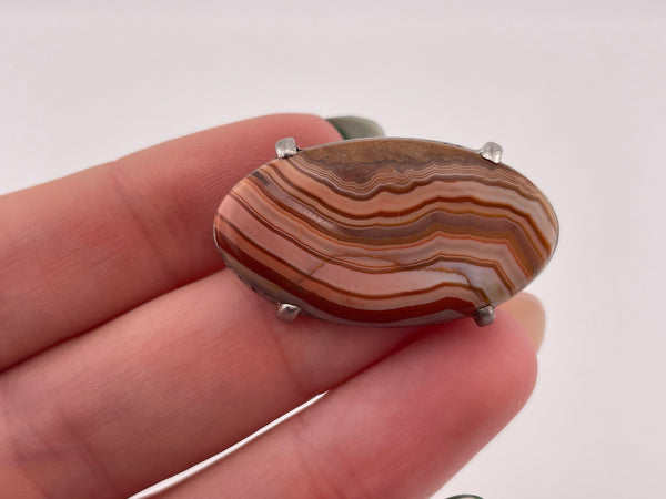 sterling silver agate brooch pin