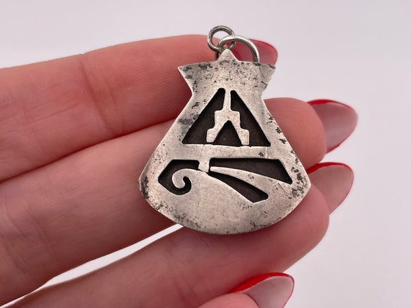 sterling silver stoneless overlay cut-out design pendant