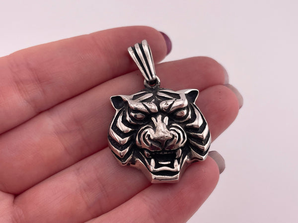 sterling silver tiger head pendant