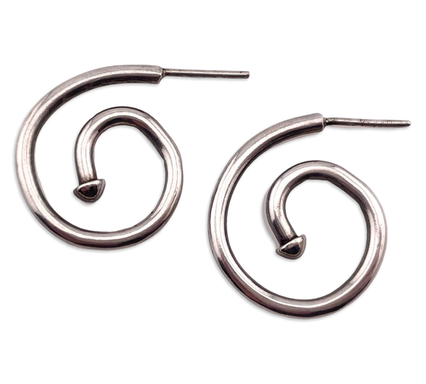 sterling silver swirl post earrings