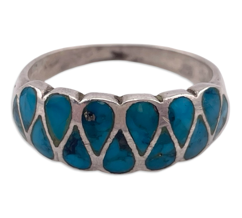 size 8 sterling silver stabilized turquoise ring