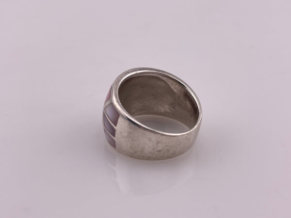 size 6.75 sterling silver pink mother of pearl ring