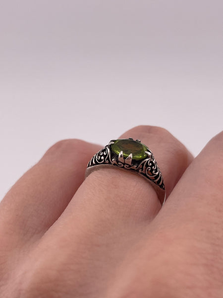 size 6.25 sterling silver faceted peridot ring