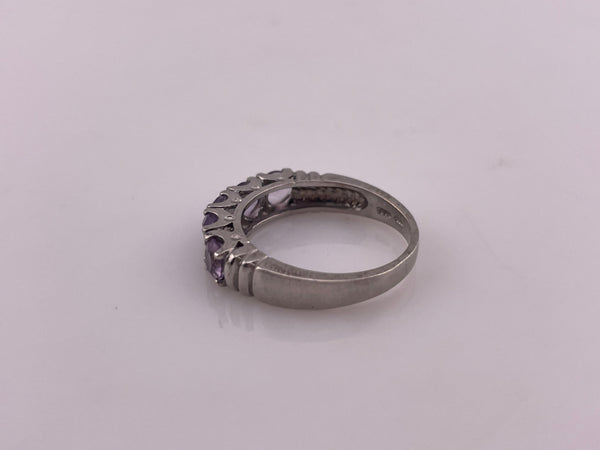 size 6 sterling silver 5 stone faceted amethyst ring