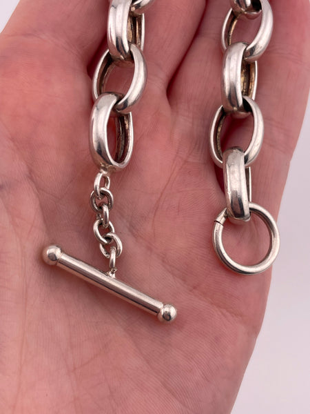 sterling silver 8 1/2" toggle clasp chain link bracelet
