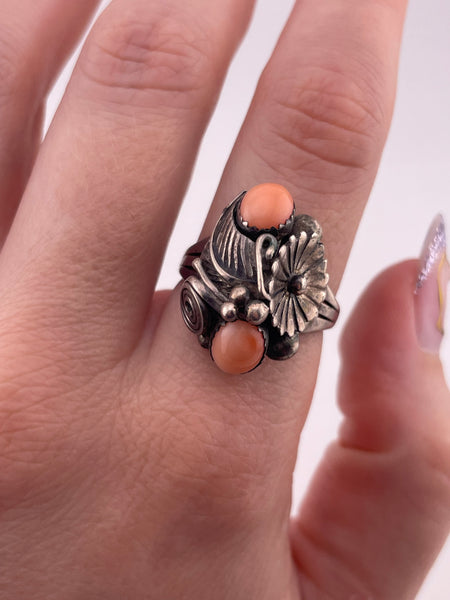 size 9 sterling silver angel skin coral ring