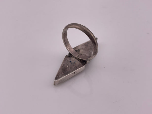 size 7.5 sterling silver 1-5/8" crushed turquoise coral ring