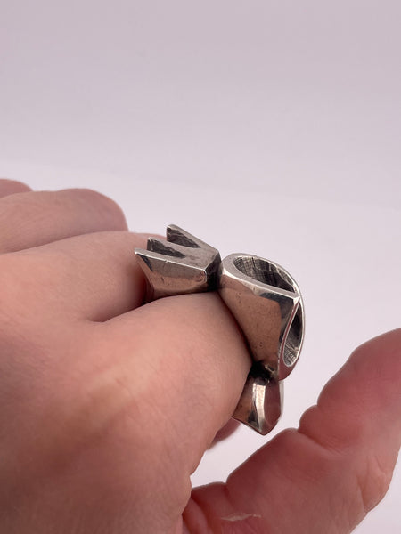 size 7 sterling silver heavy chunky stoneless modernist ring