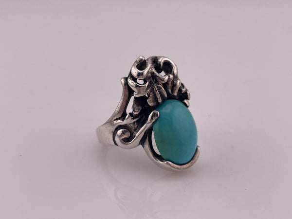 size 8.75 sterling silver Mexican stabilized turquoise ring