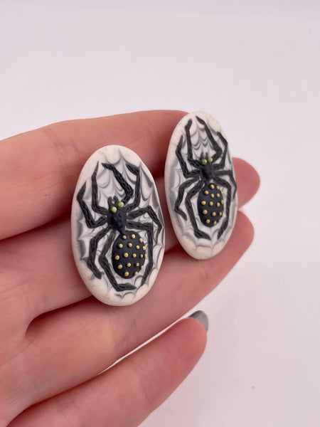 clay spider post earrings