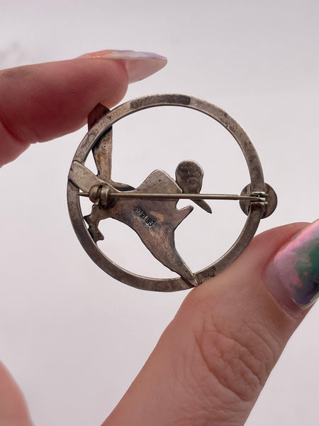 sterling silver road runner southwestern theme brooch pin