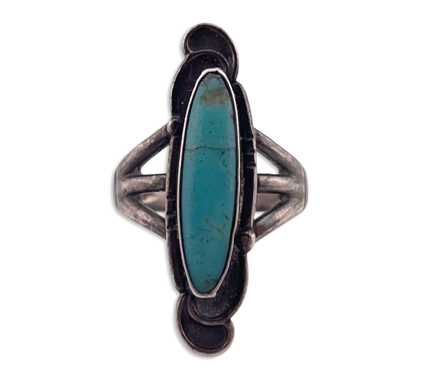 size 6.25 sterling silver turquoise ring ***Cracked Stone***