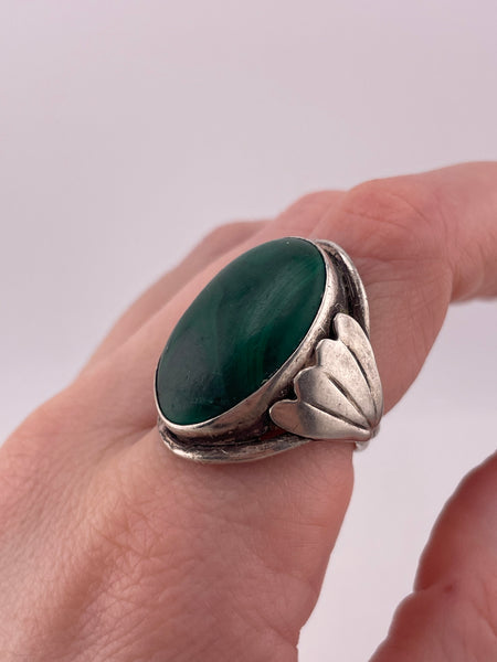 size 8 sterling silver malachite ring