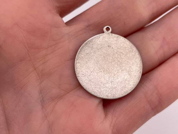 sterling silver blank round tag pendant