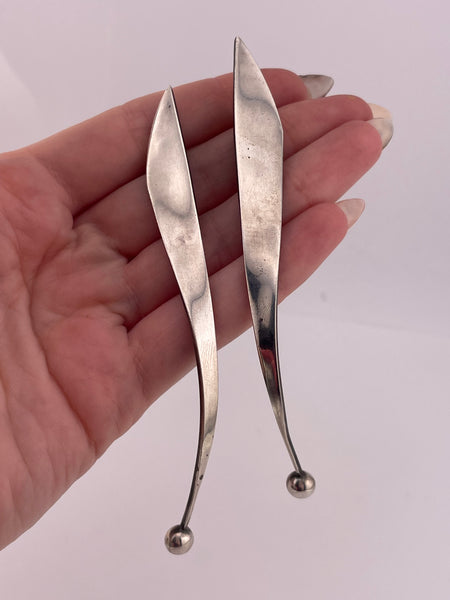 sterling silver 4-1/8" stoneless post earrings