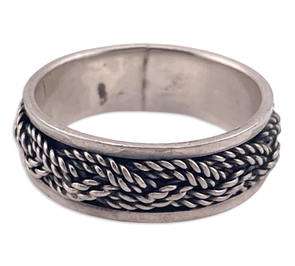 size 5.25 sterling silver braided rope design band ring