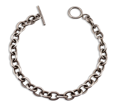 sterling silver 8" chain toggle t-bar clasp link bracelet
