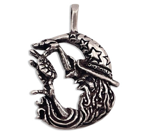 sterling silver wizard turtle pendant