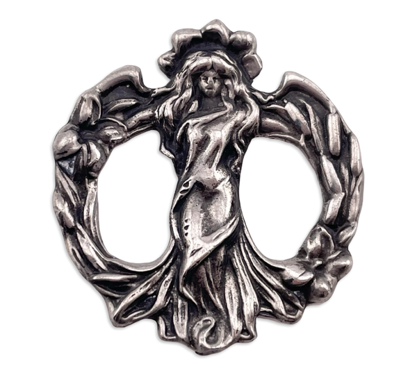 sterling silver Art Nouveau style woman pendant