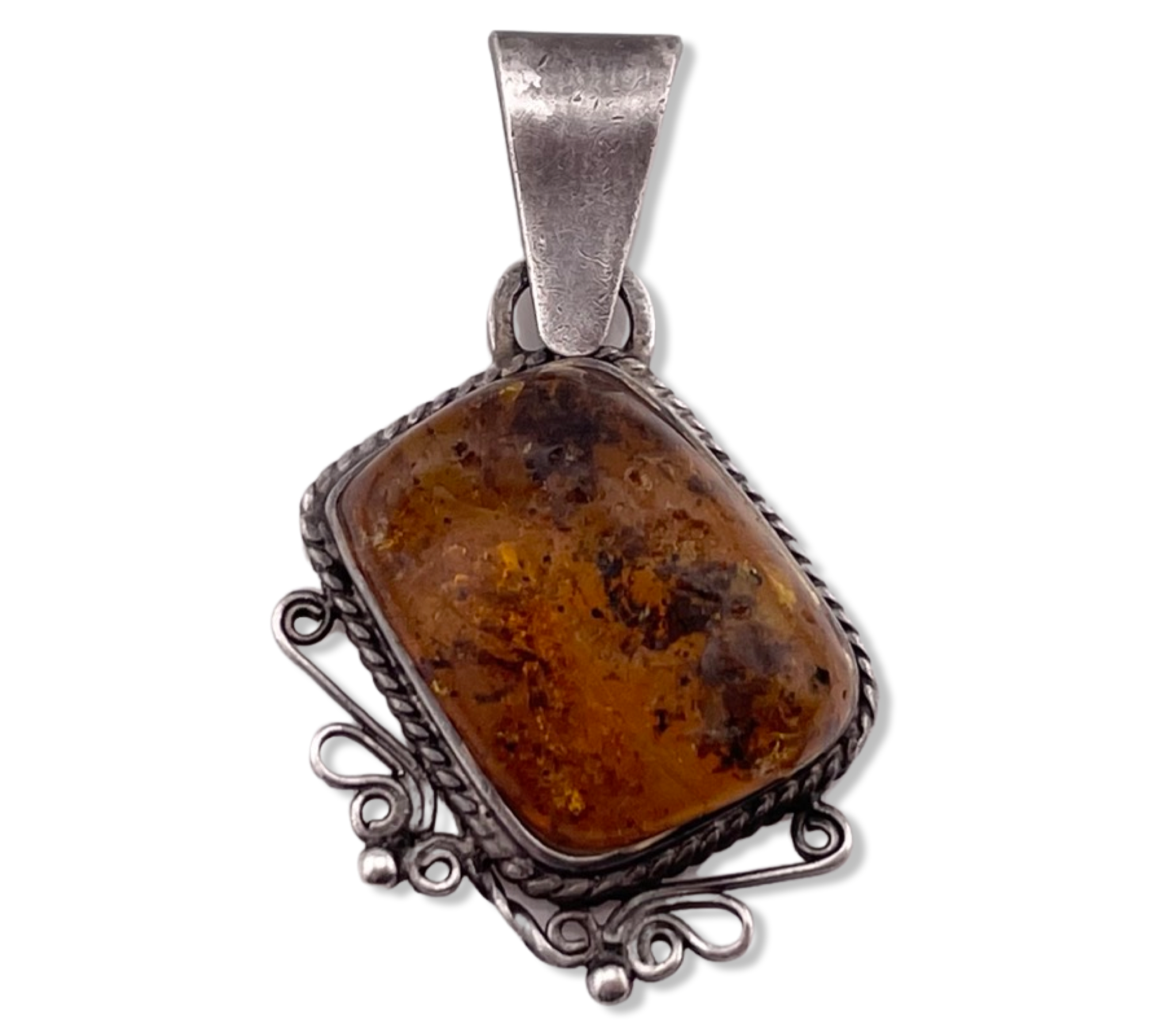 sterling silver amber pendant ***AS IS***
