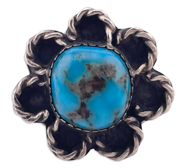 size 6.75 sterling silver turquoise flower ring