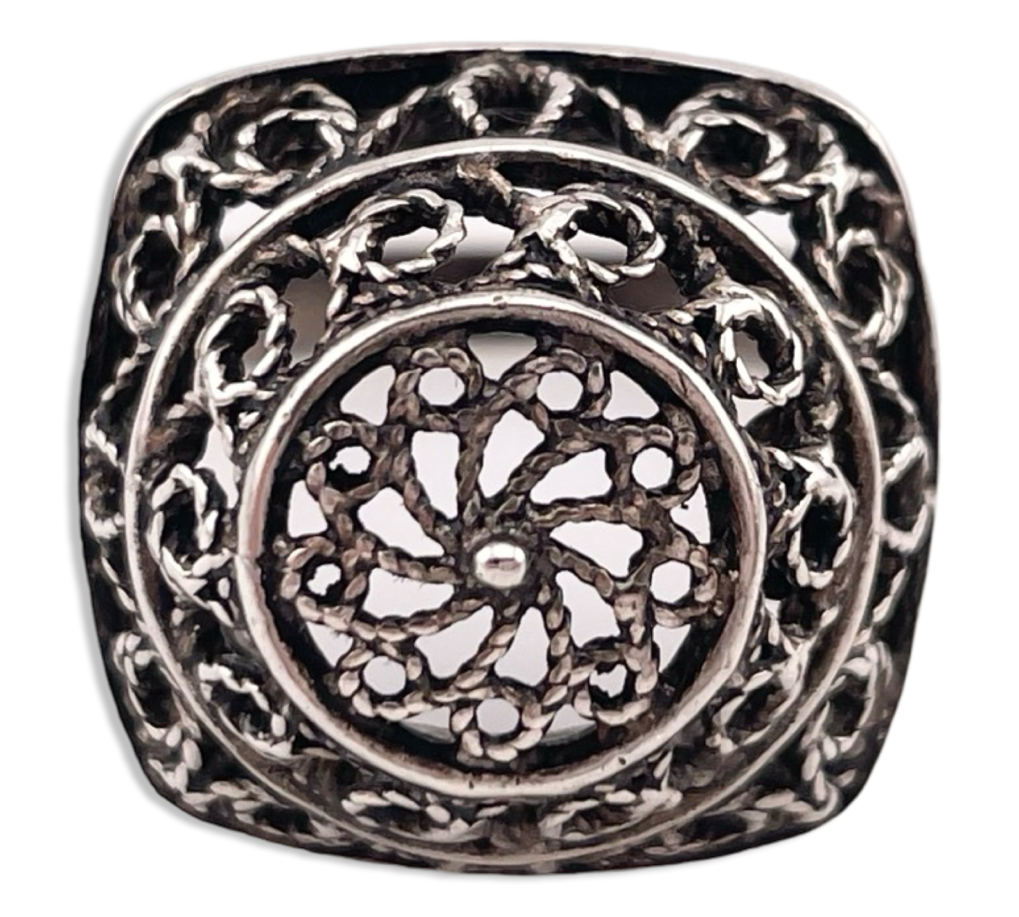 size 11.25 sterling silver stoneless filigree design ring