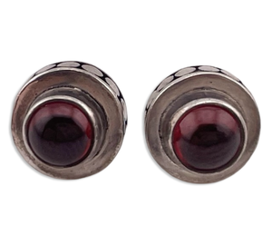 sterling silver garnet stud post earrings