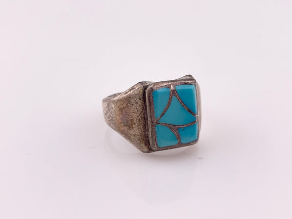 size 11 sterling silver turquoise inlay ring