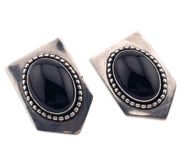 sterling silver onyx post earrings