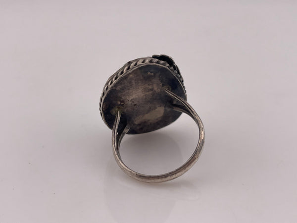 size 8.75 sterling silver turquoise leaf ring