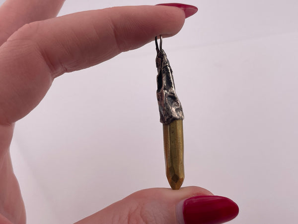 sterling silver & brass brutalist pendant