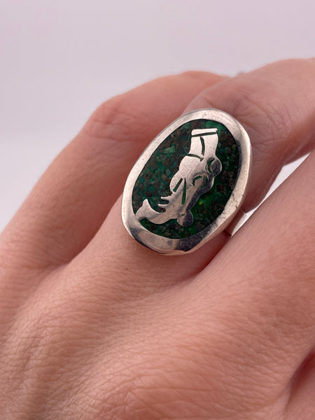 size 6.5 sterling silver serpent crushed stone adjustable ring