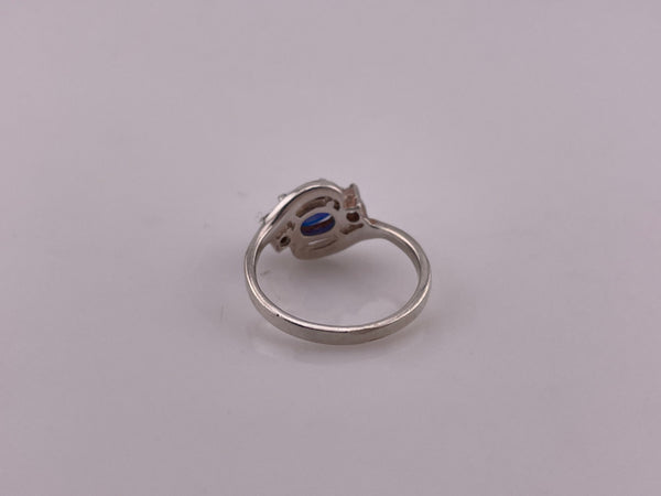 size 6.5 sterling silver synthetic opal rhinestone ring
