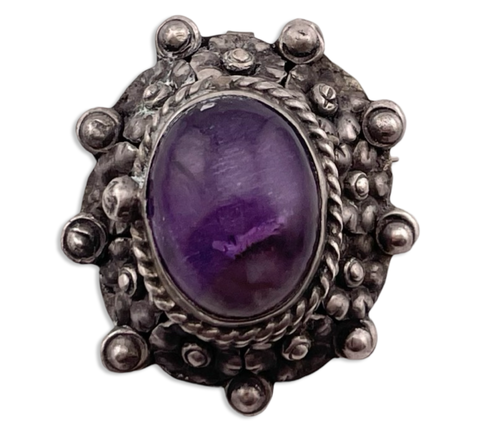 sterling silver amethyst poison compartment pendant brooch