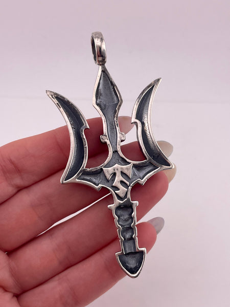 sterling silver 3-1/2" long Tribal Sons trident pendant