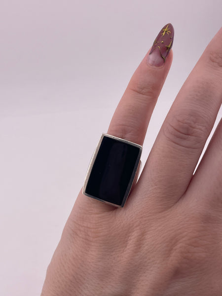 size 5.75 sterling silver rectangle onyx ring