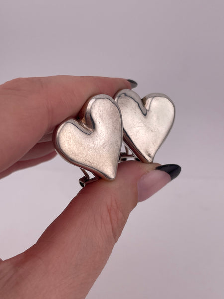 sterling silver electroform puffy heart post earrings