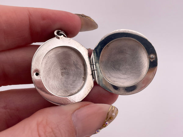 sterling silver round etched locket pendant