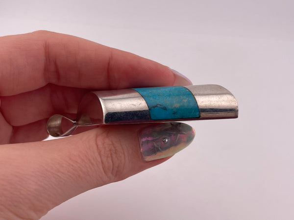 sterling silver DTR 2-7/8" stabilized turquoise pendant