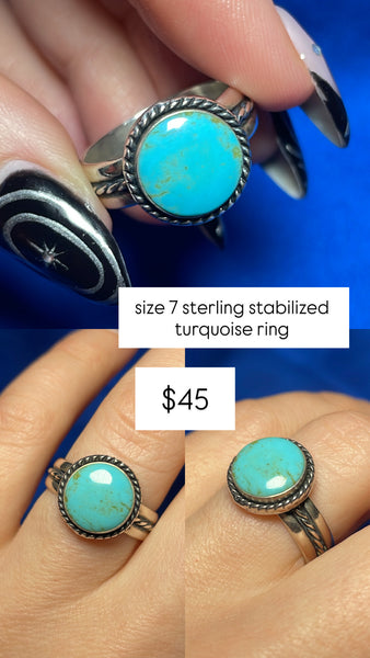 RESERVED PRIVATE LISTING -- sterling silver stabilized turquoise ring A19