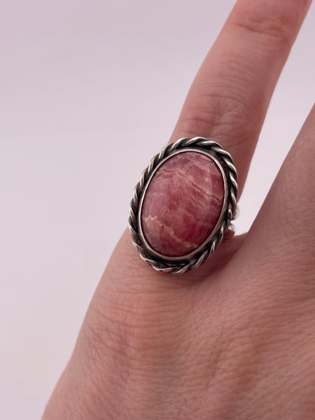 size 5.25 sterling silver rhodochrosite ring