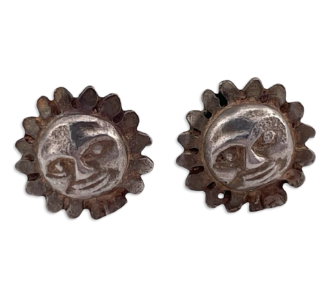 sterling silver sun face stud post earrings
