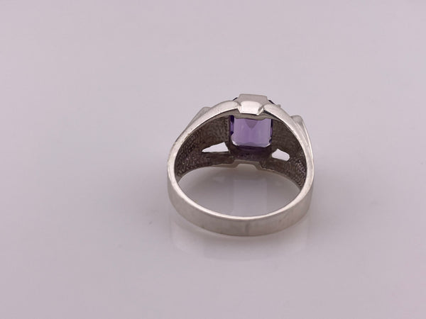 size 10 sterling silver faceted amethyst rectangle ring
