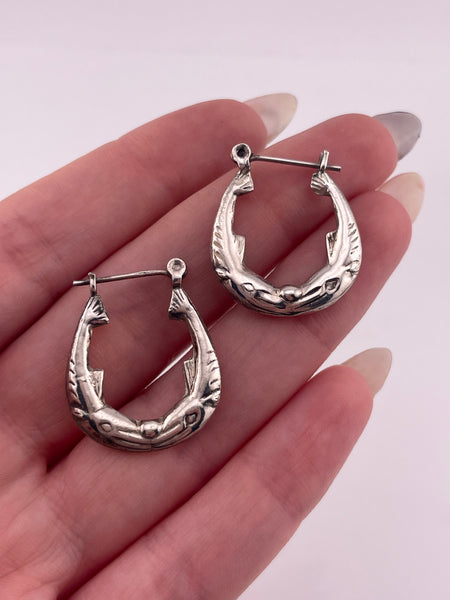 sterling silver dolphin hoop earrings