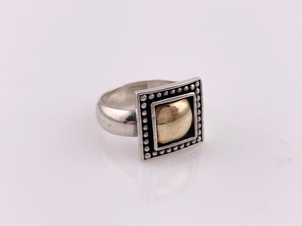size 7.5 sterling silver gold plated square ring
