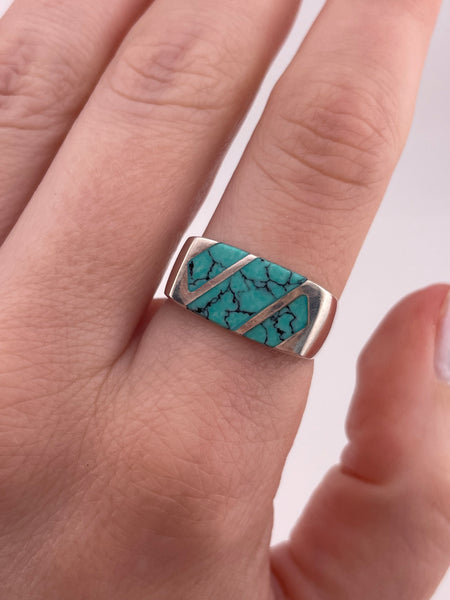 size 8 sterling silver stabilized turquoise ring