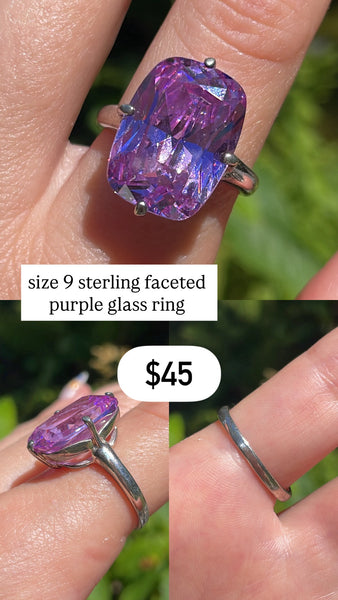 RESERVED PRIVATE LISTING -- sterling silver purple glass ring for Kyla