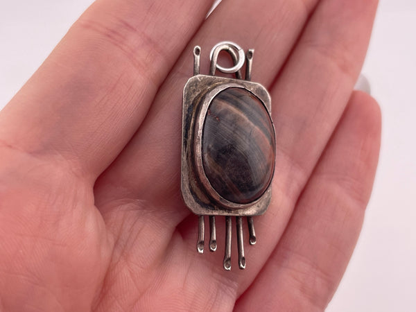 sterling silver agate pendant