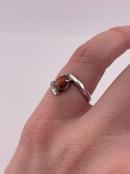 size 5 sterling silver goldstone ring
